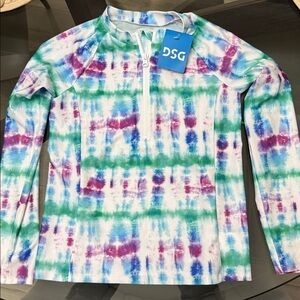 DSG Multicolor Tie-Dye Half-Zip Swim Rash Guard